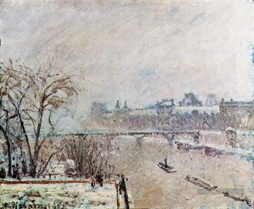  1902 Peintre - la seine vue du pont neuf hiver 1902 Camille Pissarro paysages Rivières